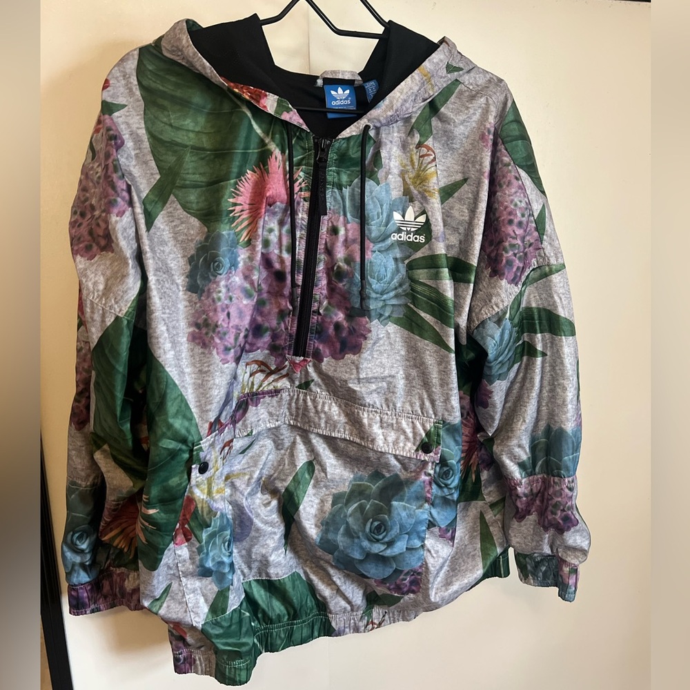 Adidas Multicolor Floral Quarter-zip Windbreaker Jacket - Picture 7 of 7